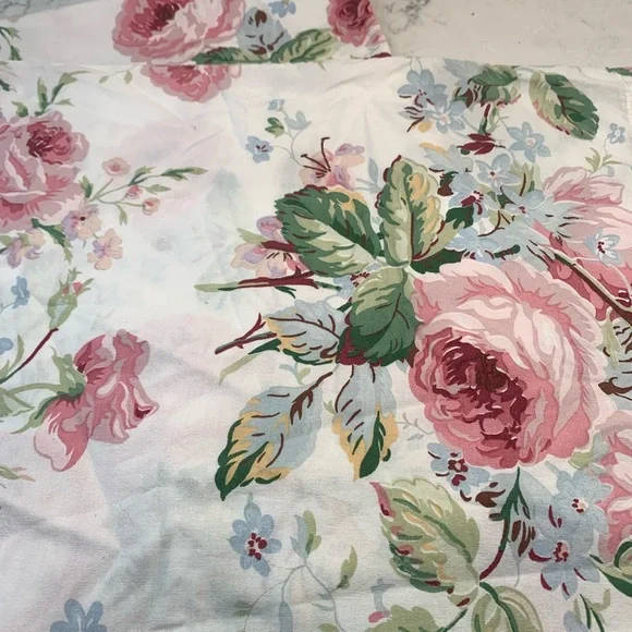 Vtg Lauren Ralph Lauren Cream Floral Cottagecore Pond Cotton Pillowcase Set 2 - Picture 7 of 8